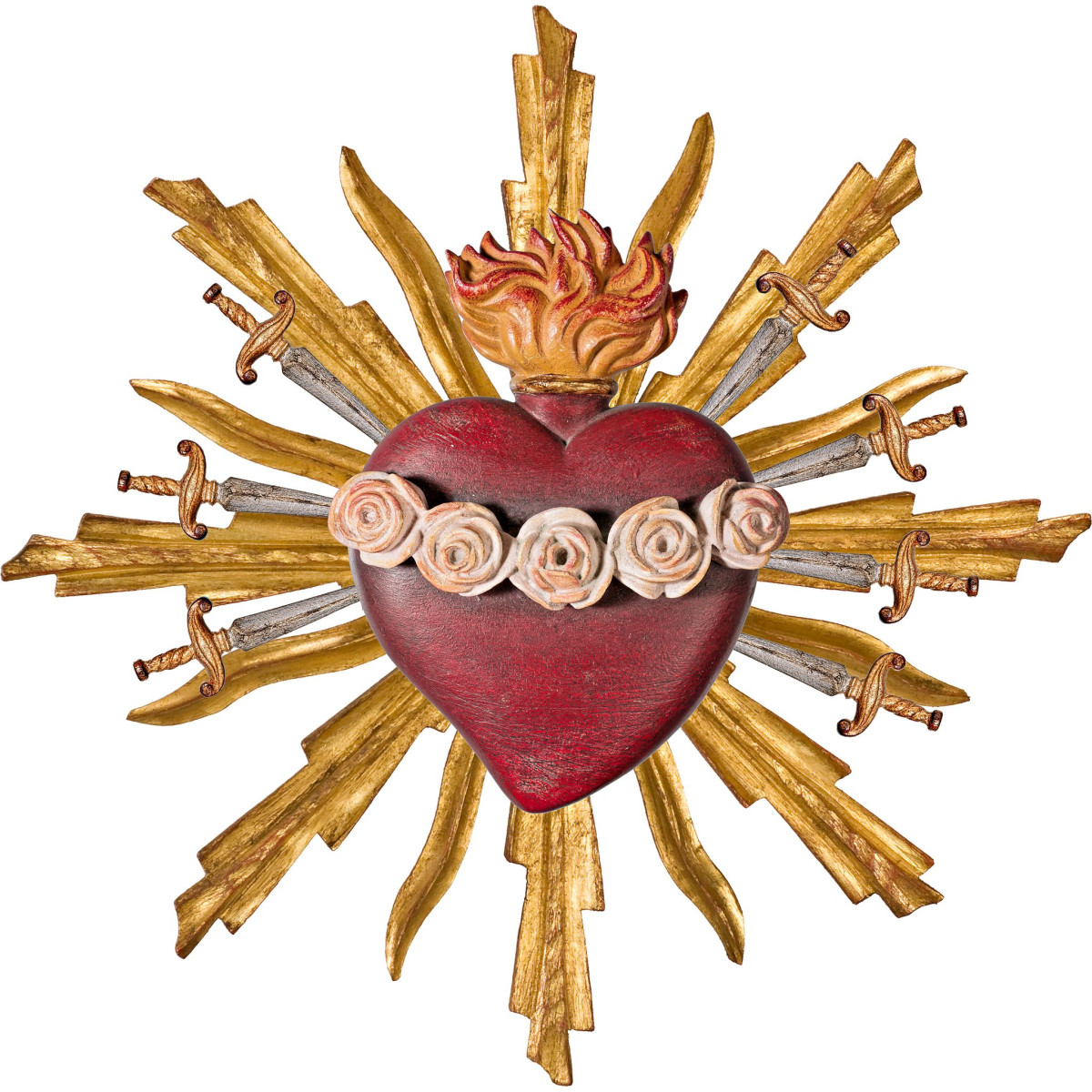 Sagrado Corazón de María con 7 espadas y aureola